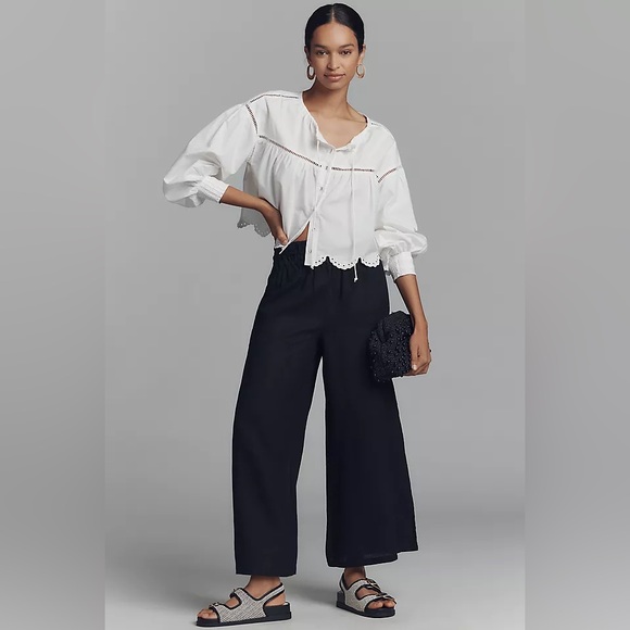 Anthropologie Pants - Anthropologie Somerset Pull-On Pants: Linen Edition – Black – 1X – Wide Leg